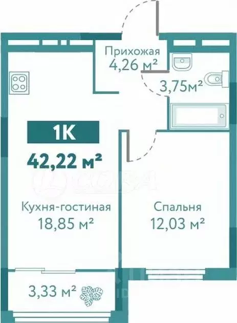 1-к кв. Тюменская область, Тюмень ул. Павла Никольского, 6 (42.0 м) - Фото 1