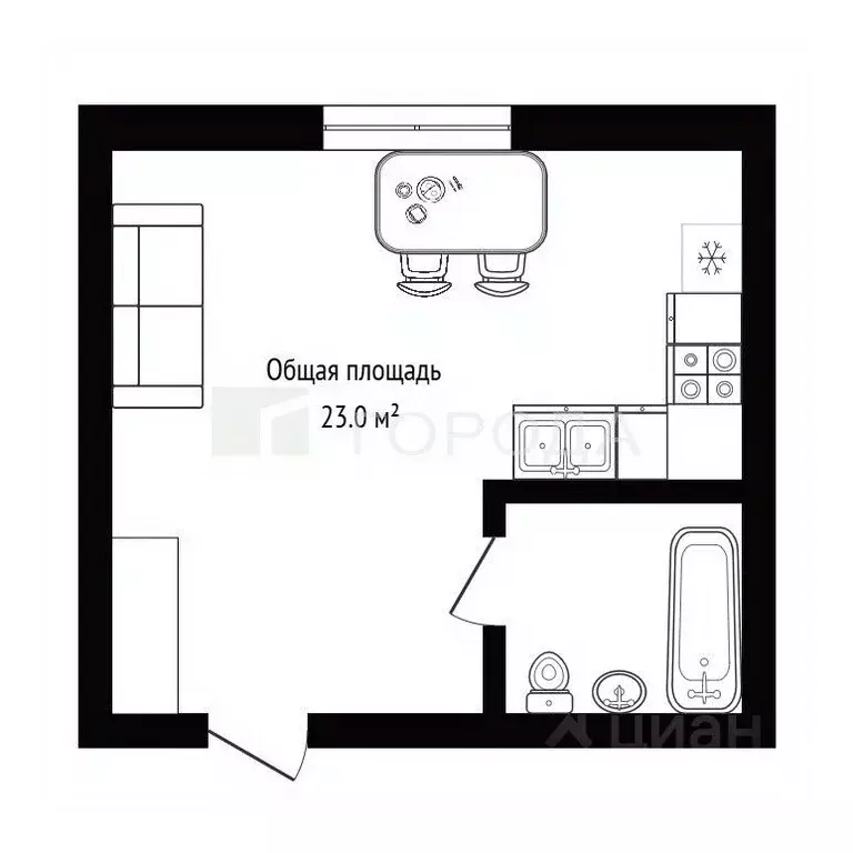 Студия Новосибирская область, Новосибирск Трудовая ул., 14 (23.0 м) - Фото 2