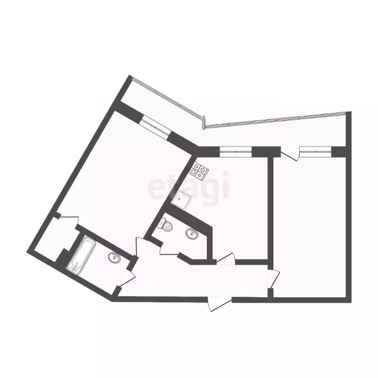 2-к кв. Бурятия, Улан-Удэ ул. Смолина, 54Б (68.1 м) - Фото 1