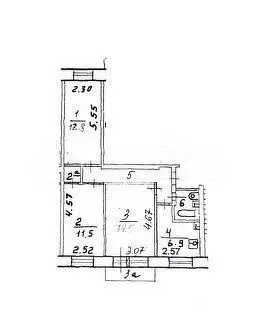 3-к. квартира, 56,6 м, 8/8 эт. - Фото 1