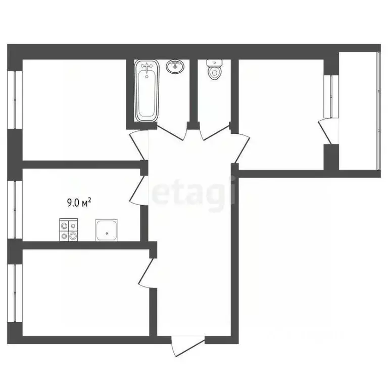 3-к кв. Коми, Усинск ул. Нефтяников, 48/2 (65.2 м) - Фото 1