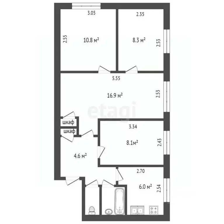 4-к кв. Хабаровский край, Хабаровск ул. Машинистов, 33А (59.0 м) - Фото 1