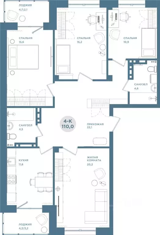 4-к кв. Красноярский край, Красноярск Свердловская ул., 6Е (110.0 м) - Фото 1