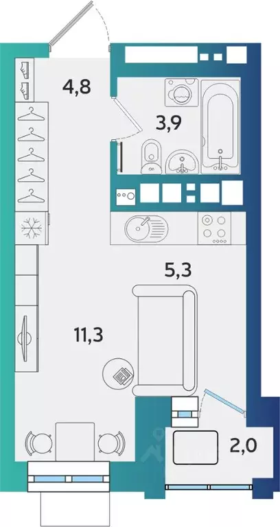 1-к кв. Удмуртия, Ижевск ул. Архитектора П.П. Берша, 44 (26.3 м) - Фото 1