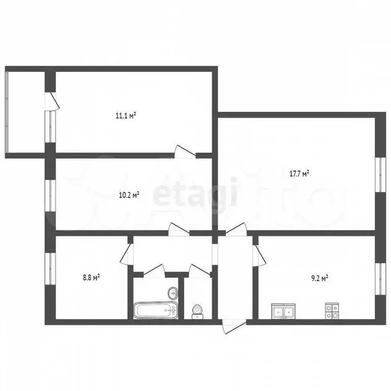 4-к. квартира, 74 м, 5/5 эт. - Фото 0