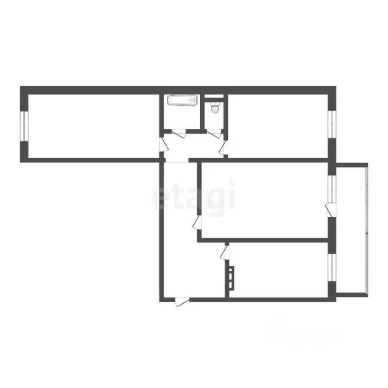 3-к кв. Томская область, Томск Овражный пер., 22 (80.5 м) - Фото 2