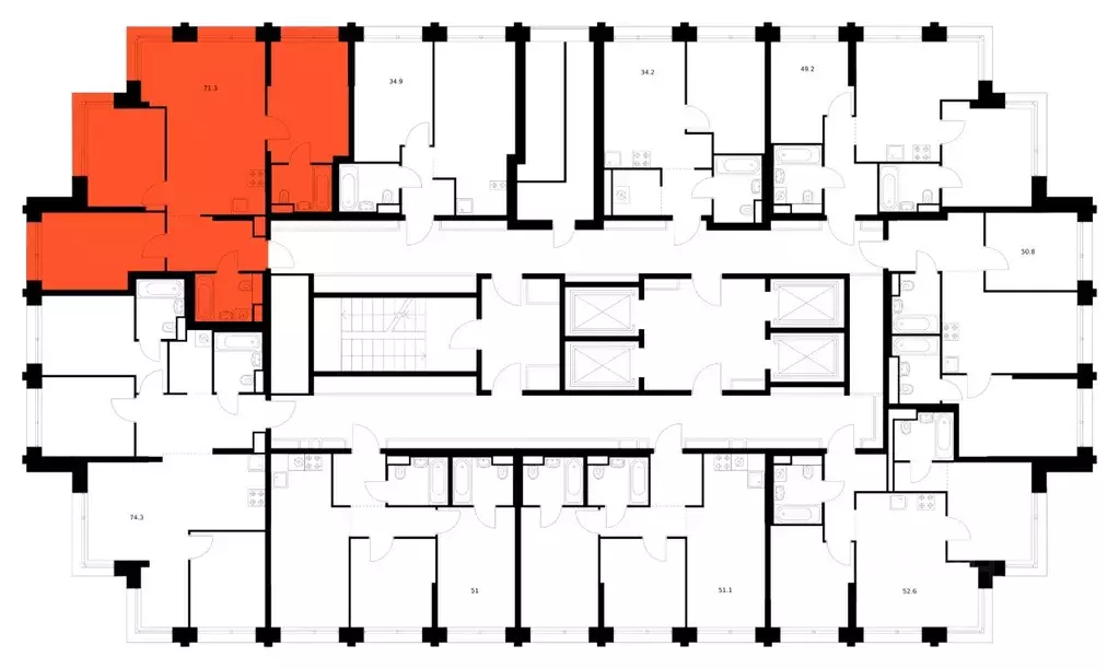 3-к кв. Москва ул. Маршала Прошлякова, 12к2с1 (71.3 м) - Фото 2
