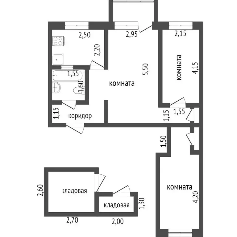 3-комнатная квартира: Улан-Удэ, улица Буйко, 23А (62.9 м) - Фото 1