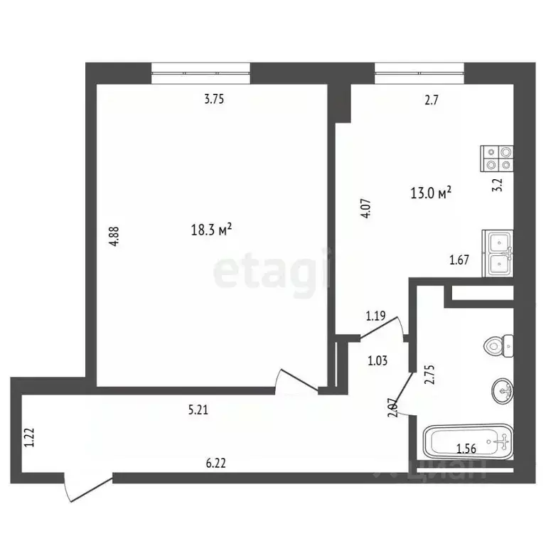 1-к кв. Нижегородская область, Выкса ул. Академика Королева, 32 (40.6 ... - Фото 1