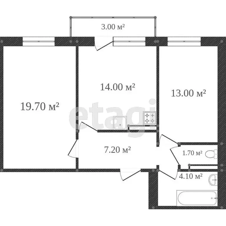 2-комнатная квартира: Вологда, улица Гагарина, 82А (57.4 м) - Фото 1