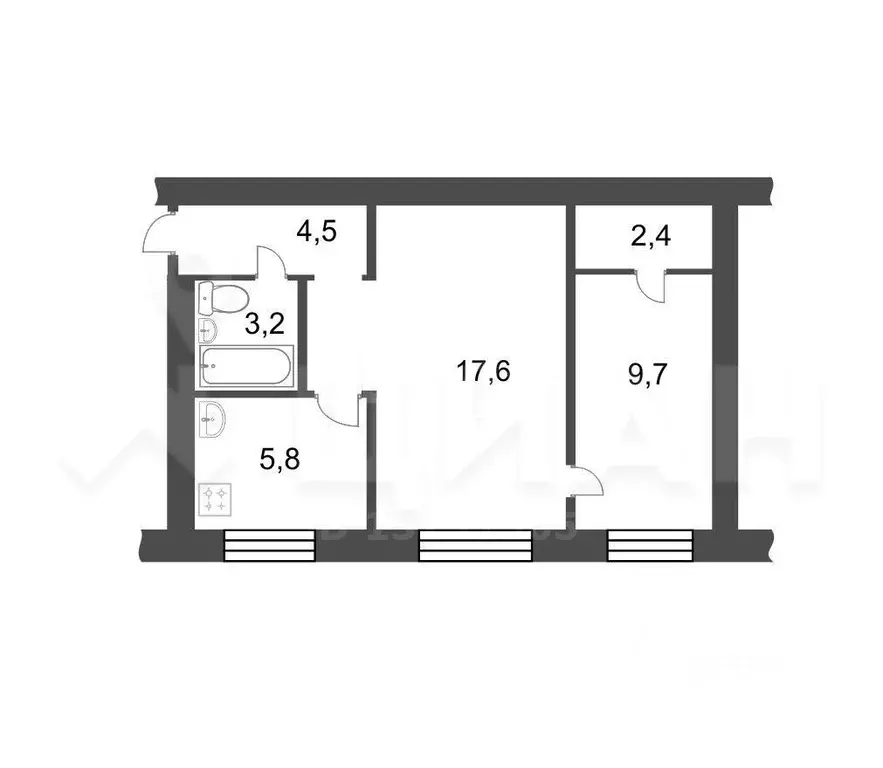 2-к кв. Тульская область, Тула просп. Ленина, 123 (43.9 м) - Фото 2