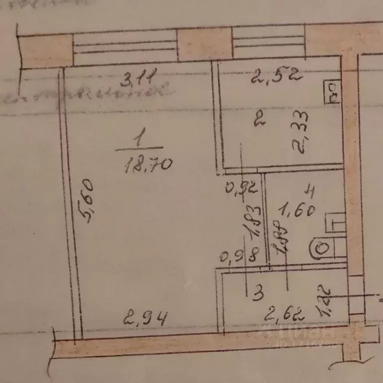 1-к кв. Татарстан, Казань ул. Воровского, 23 (30.8 м) - Фото 2
