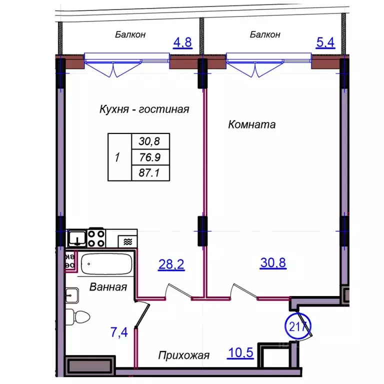 1-к кв. Калининградская область, Светлогорск Балтийская ул. (87.1 м) - Фото 1