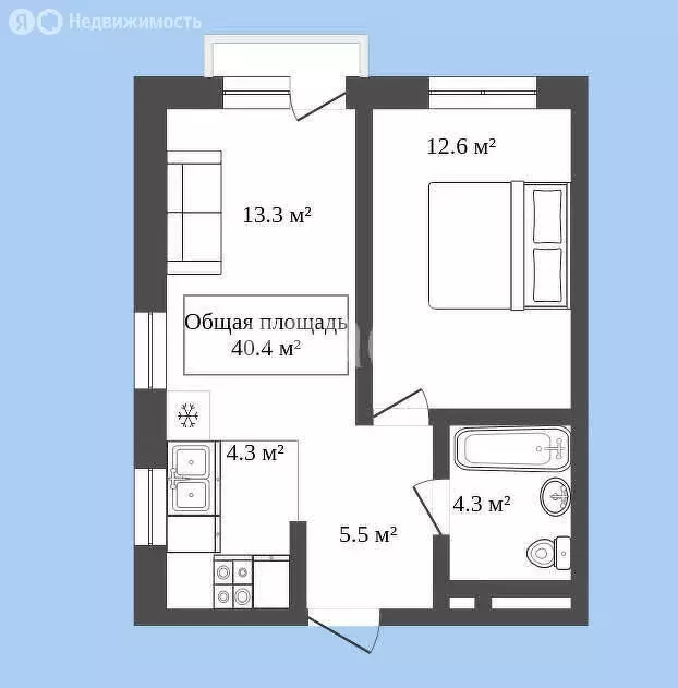 1-комнатная квартира: Новосибирск, улица Никитина, 67 (40.4 м) - Фото 0