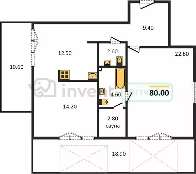 2-комнатная квартира: Калининград, улица Молодой Гвардии, 34 (80 м) - Фото 0