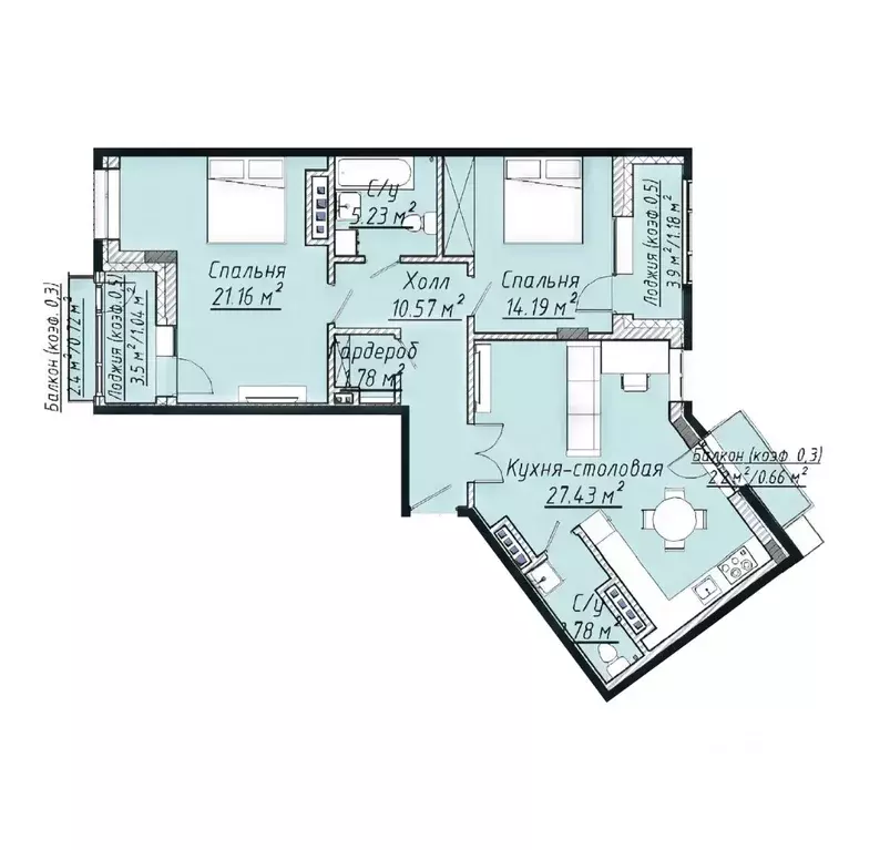 3-к кв. Татарстан, Казань ул. Урицкого, 1 (89.22 м) - Фото 1
