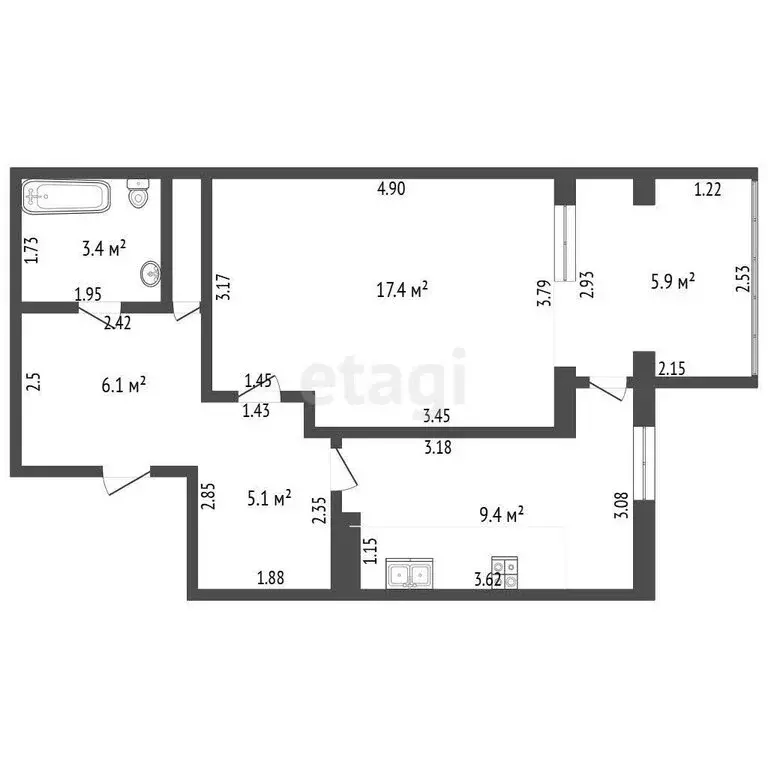 1-комнатная квартира: Анапа, улица Ленина, 175 (41.7 м) - Фото 1