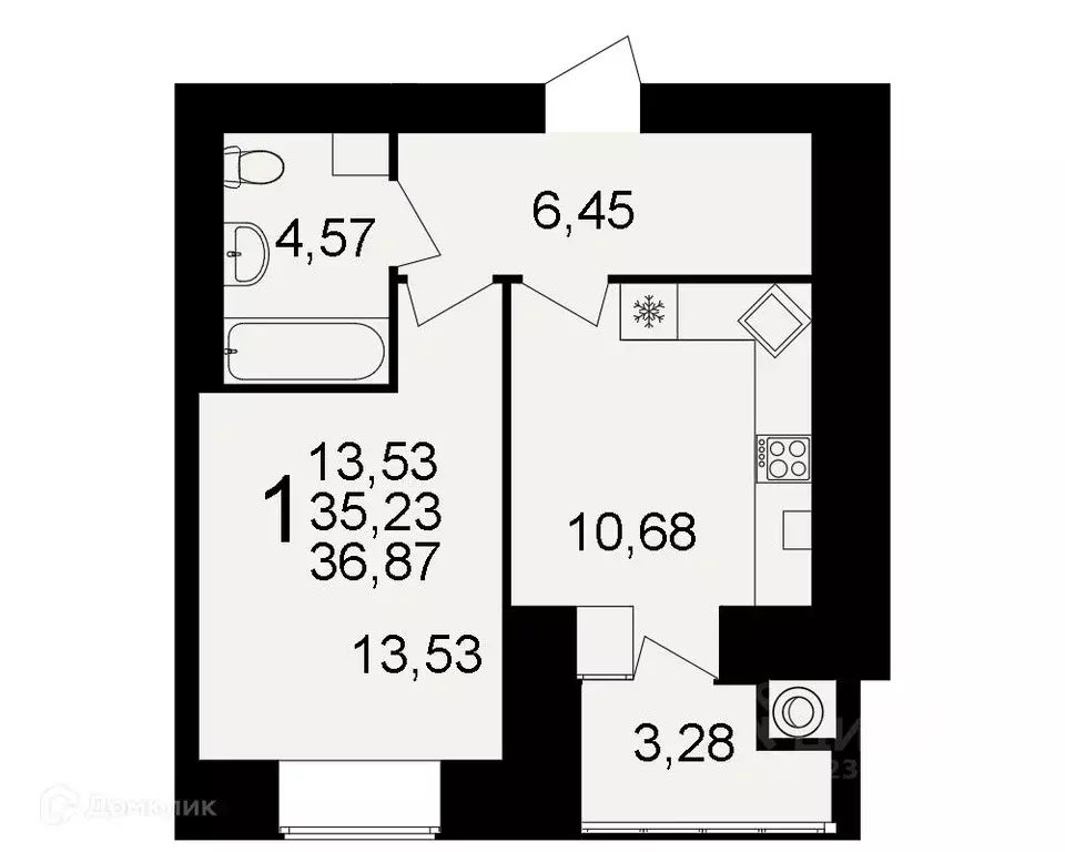 1-к кв. Рязанская область, Рязань ул. Княжье Поле, 10 (36.87 м) - Фото 2
