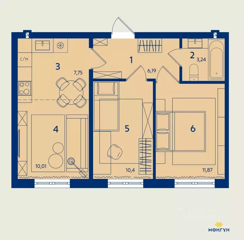 3-к кв. Тыва, Кызыл ул. Островского (50.25 м) - Фото 0