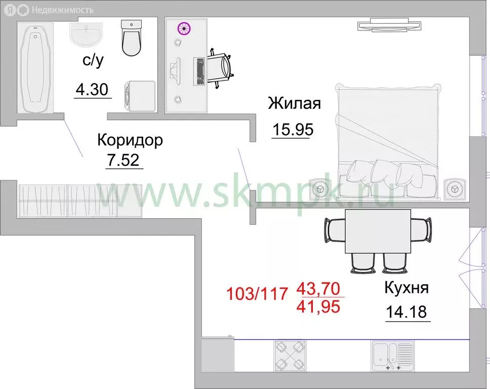 1-комнатная квартира: Пионерский, Портовая улица, 5 (47 м) - Фото 0