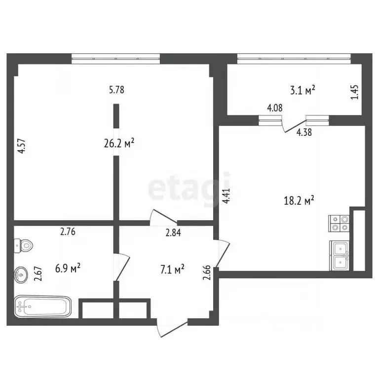 1-к кв. Севастополь ул. Астана Кесаева, 1 (65.0 м) - Фото 2