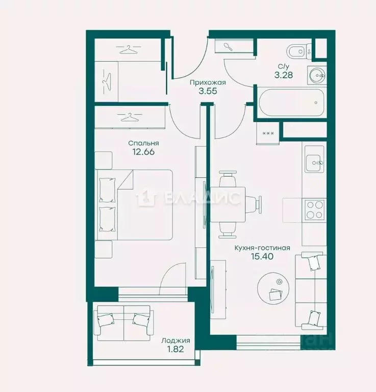 2-к кв. Московская область, Одинцовский городской округ, с. ... - Фото 2