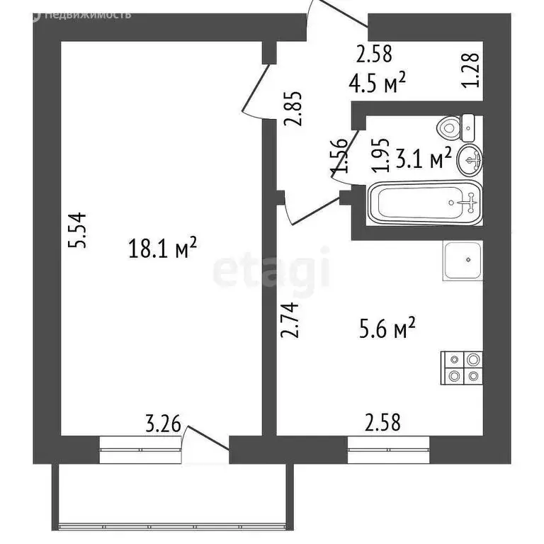 1-комнатная квартира: Ишим, улица Шаронова, 5А (31.8 м) - Фото 0