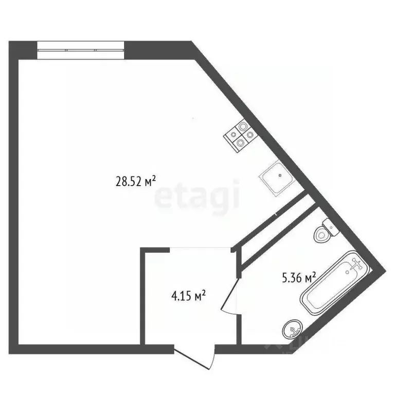Студия Тюменская область, Тюмень ул. Первооткрывателей, 10 (38.3 м) - Фото 2