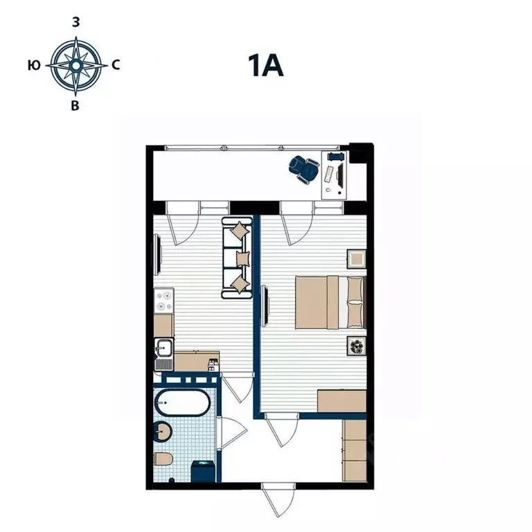 1-к кв. Приморский край, Владивосток ул. 2-я Поселковая (44.36 м) - Фото 1