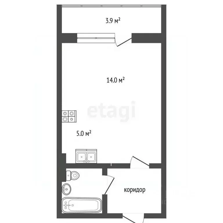 Студия Ханты-Мансийский АО, Сургут ул. Замятинская, 11/1 (23.6 м) - Фото 1