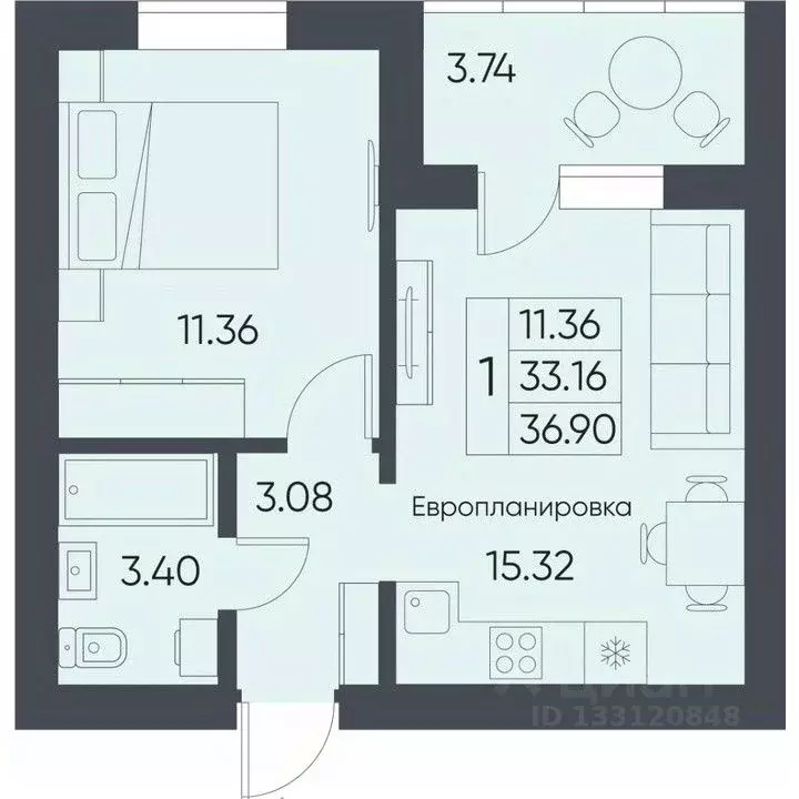 1-к кв. Саратовская область, Татищево рп ул. Михайловская, 13 (36.9 м) - Фото 0