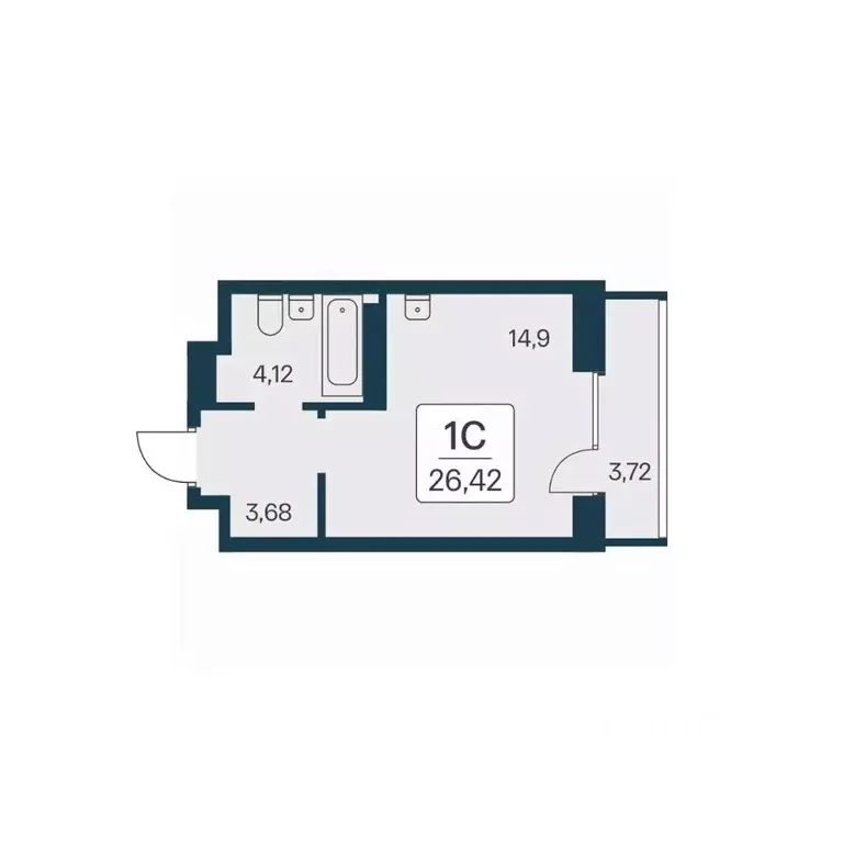 Студия Новосибирская область, Новосибирск Игарская ул., 19/4 (26.42 м) - Фото 0