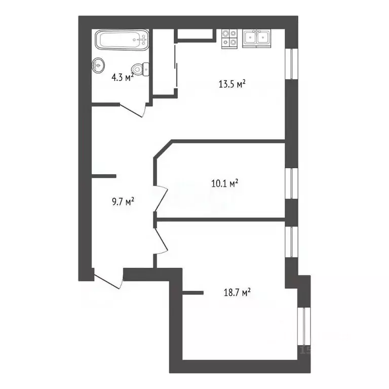 2-к кв. Санкт-Петербург 5-я Красноармейская ул., 6 (57.4 м) - Фото 2