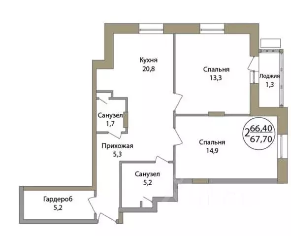 2-к кв. Москва Краснобогатырская ул., 40к3 (69.7 м) - Фото 0