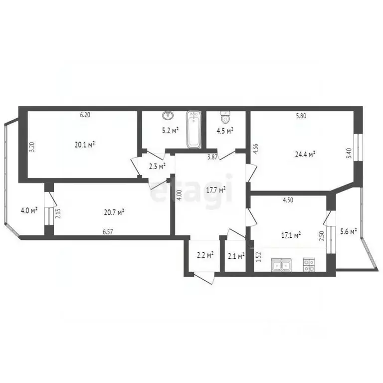 3-к кв. Ростовская область, Ростов-на-Дону Братский пер., 56 (123.0 м) - Фото 1