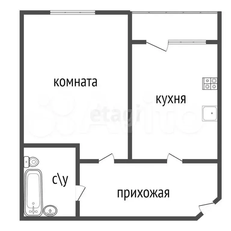 1-к. квартира, 37,4 м, 6/9 эт. - Фото 0