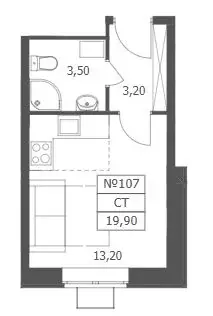 Студия Ярославская область, Ярославль ул. Лисицына, 7 (20.04 м) - Фото 2