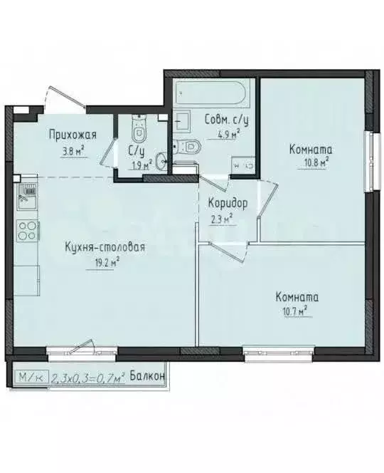 2-к кв. Удмуртия, Завьяловский район, с. Первомайский ул. Строителя ... - Фото 2