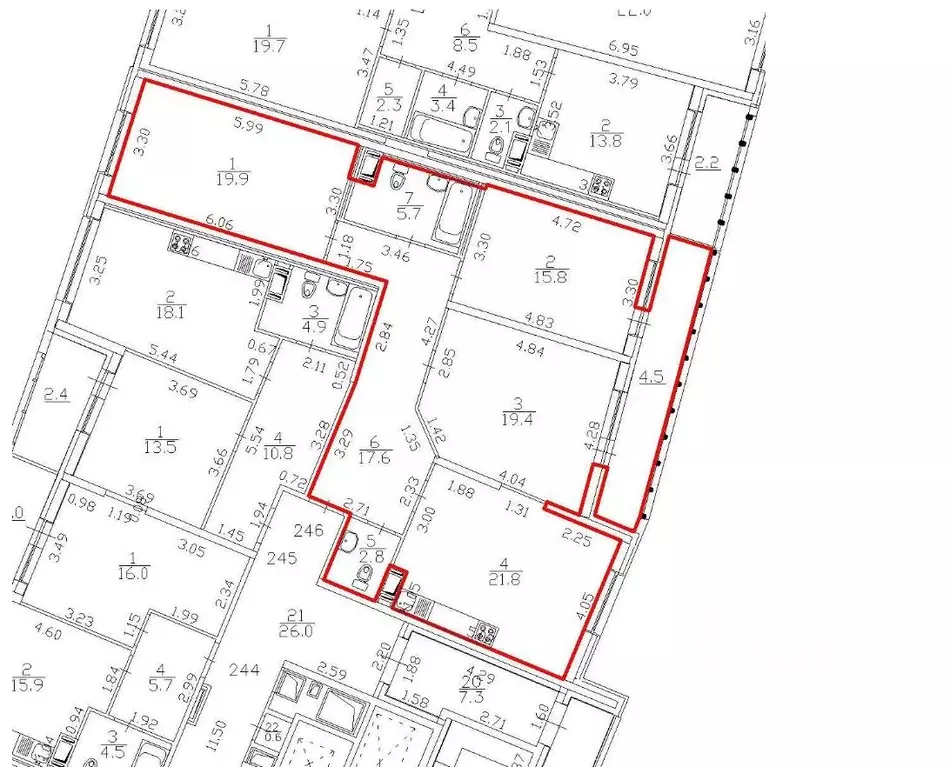 3-к кв. Санкт-Петербург наб. Реки Смоленки, 3к1 (103.0 м) - Фото 1