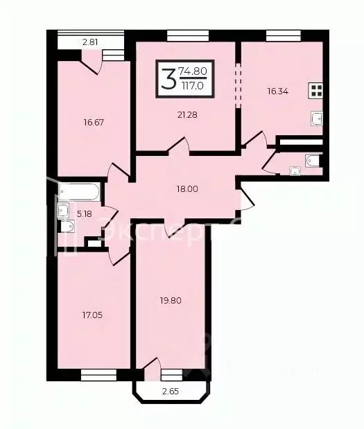 4-к кв. Санкт-Петербург Пулковская ул., 6к4 (118.0 м) - Фото 2