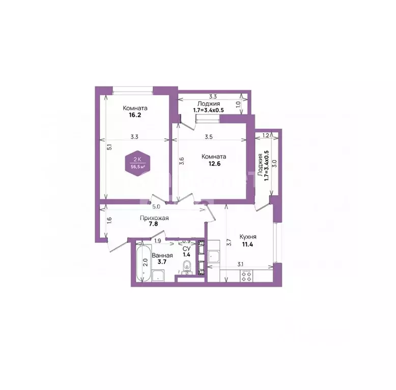 2-к кв. Краснодарский край, Краснодар ул. Героя Владислава Посадского, ... - Фото 2