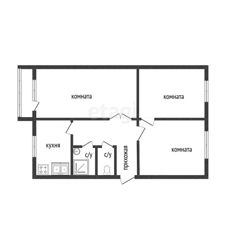 3-комнатная квартира: Кыштым, улица Интернационала, 101 (61.2 м) - Фото 0