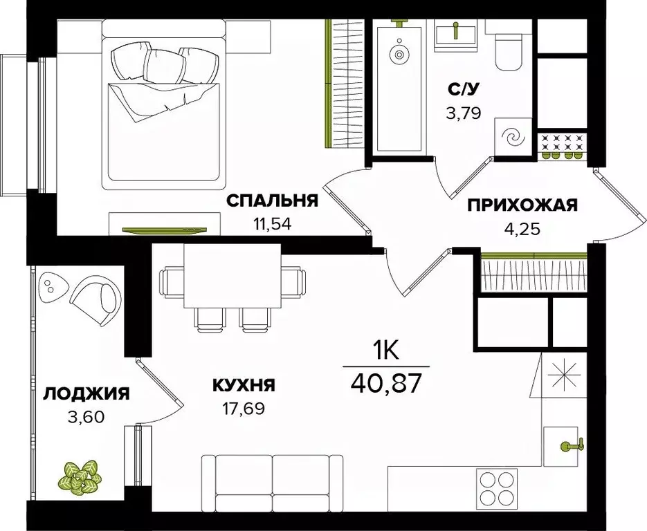 1-к кв. Тульская область, Тула  (40.87 м) - Фото 0