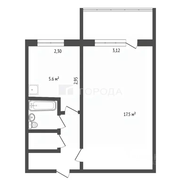 1-к кв. Томская область, Томск Киевская ул., 86В (30.2 м) - Фото 2
