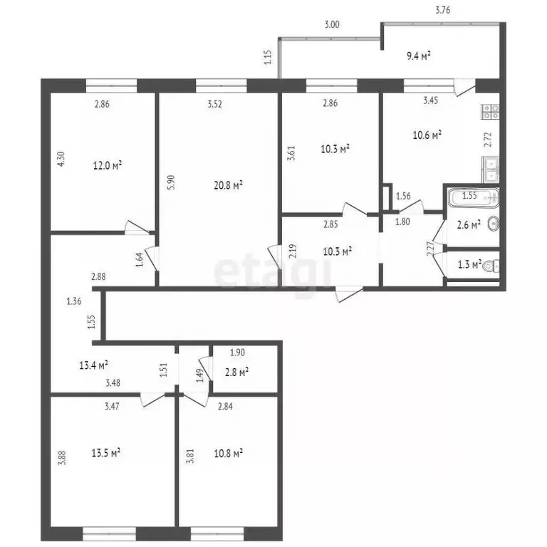 5-к кв. Саха (Якутия), Жатай городской округ, Жатай рп ул. Матросова, ... - Фото 2