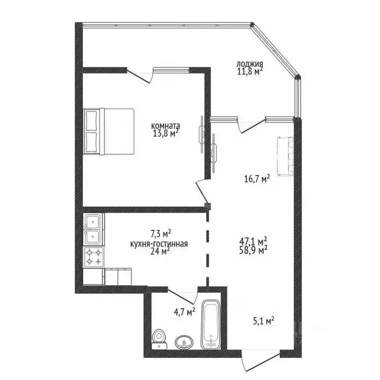 2-к кв. Краснодарский край, Краснодар бул. Адмирала Пустошкина, 11/3 ... - Фото 2