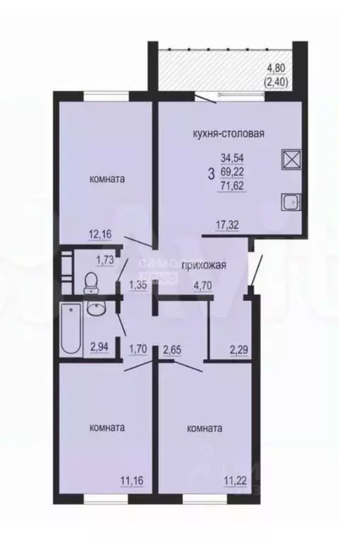 3-к кв. Челябинская область, Челябинский городской округ, пос. ... - Фото 2