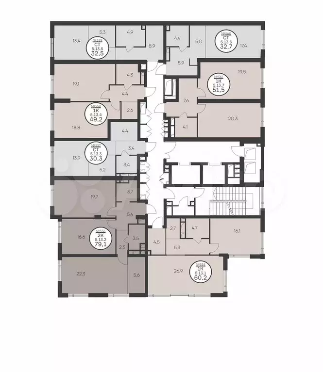 2-к. квартира, 79,1 м, 13/43 эт. - Фото 1