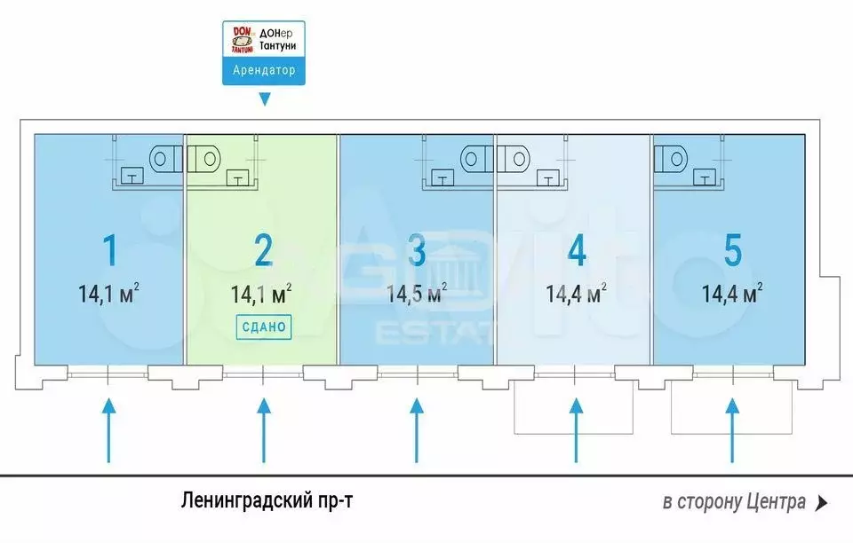 14,4 м2/Продажа торгового помещения/сао/Арендный б - Фото 1