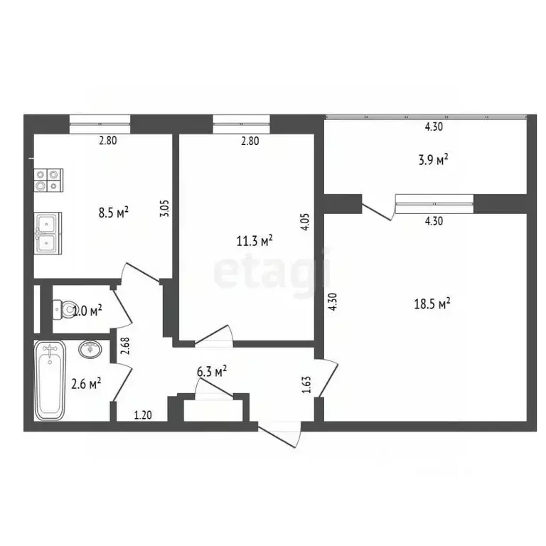2-к кв. Хабаровский край, Комсомольск-на-Амуре Октябрьский просп., 6к2 ... - Фото 2